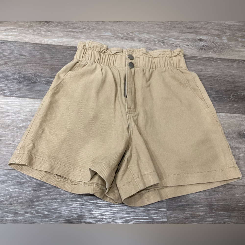 SHEIN Tan High Waist Shorts with Elastic Waistband Small